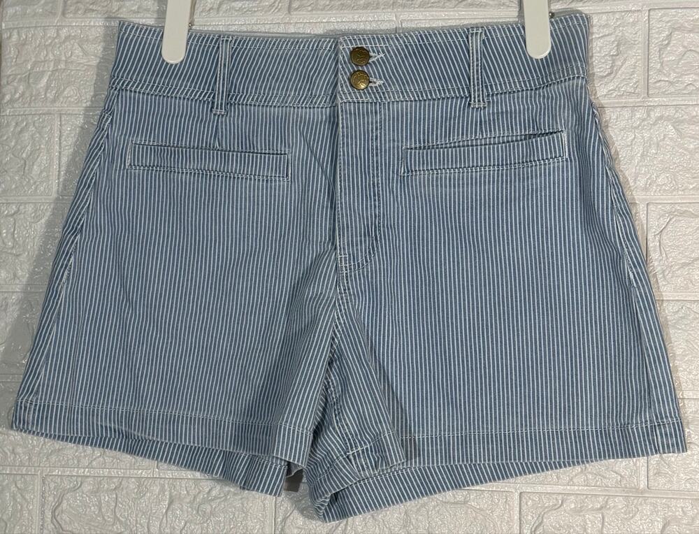 Draper James Women’s Size 8 Blue White Pinstripe High Rise Shorts